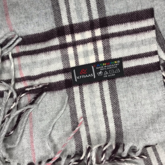 V. FRAAS GREY PLAID CASHMINK SCARF - Picture 2 of 2